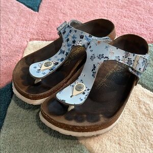 Birkenstock Papillio Gizeh Thong Leather Sandals Floral Butterflies Blue